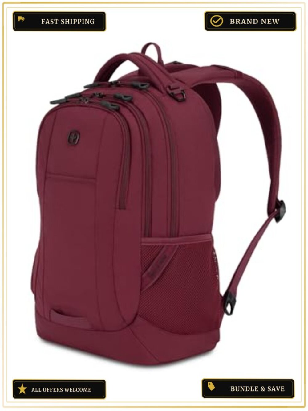 16 Inch Laptop Backpack with Tablet Pocket and Water Bottle Holders